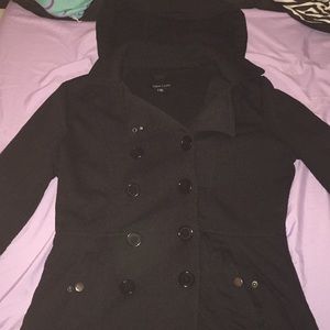 Black and grey trench coat